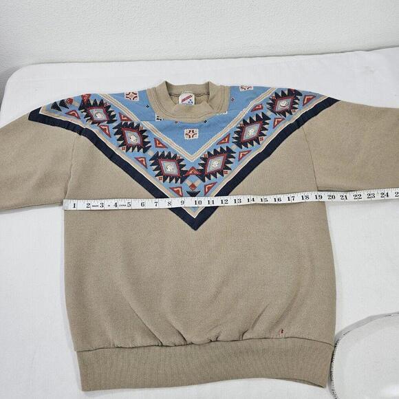 Vintage 80s Aztec Southwestern Bandana Sweatshirt Jerzees Womens Size M - Picture 3 of 15